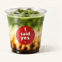 Iced Brown Sugar Matcha Latte: green matcha over milk with brown-sugar swirls at the base